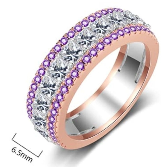 Double Row Pave Cubic Zirconia Eternity Band - Picture 6 of 6